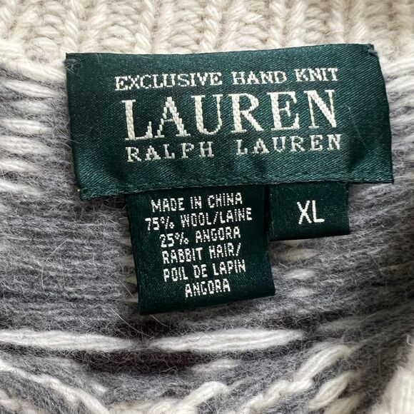 Ralph Lauren Exclusive Hand Knit Wool Angora Sweater Gray Size XL - Picture 10 of 11